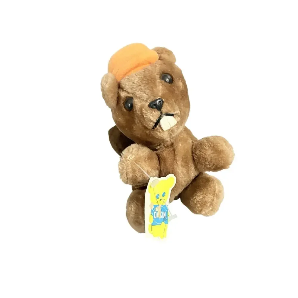 Vtg 1978 Dakin Bean Bags Bucky Beaver 8” Plush Stuffed Animal w/ Original Tag